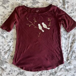 LOFT Factory | Graphic T-Shirt - Size XS (Burgundy)